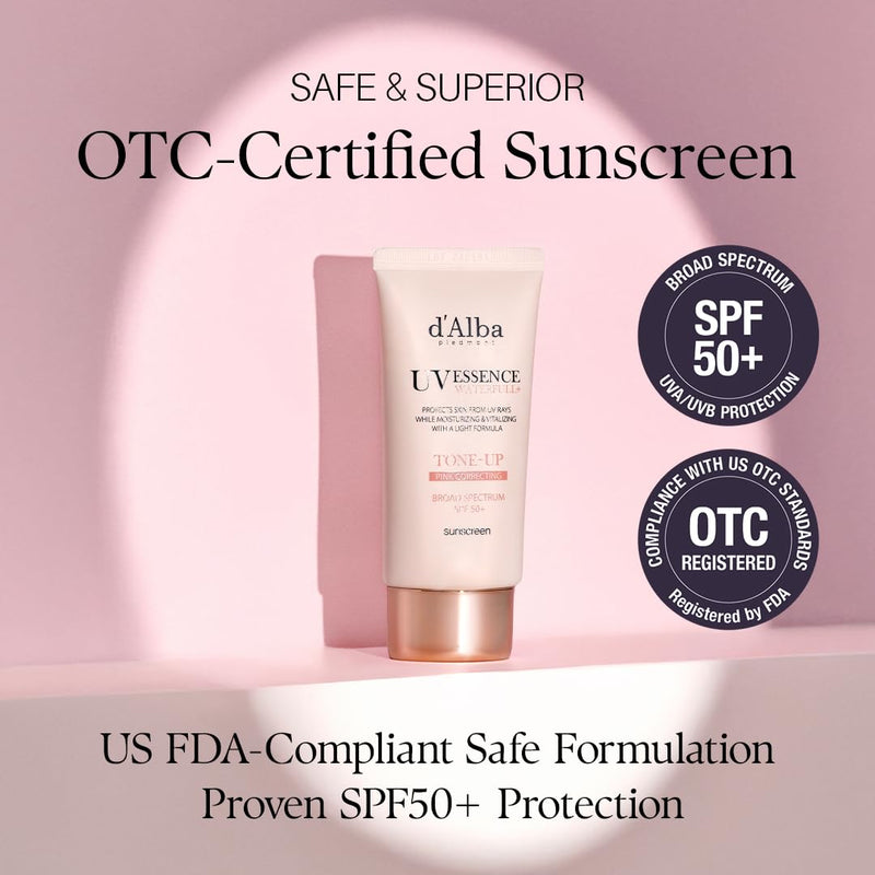 D'ALBA UV ESSENCE WATERFULL TONE-UP PINK CORRECTING SUN CREAM SPF 50+ PA++++
