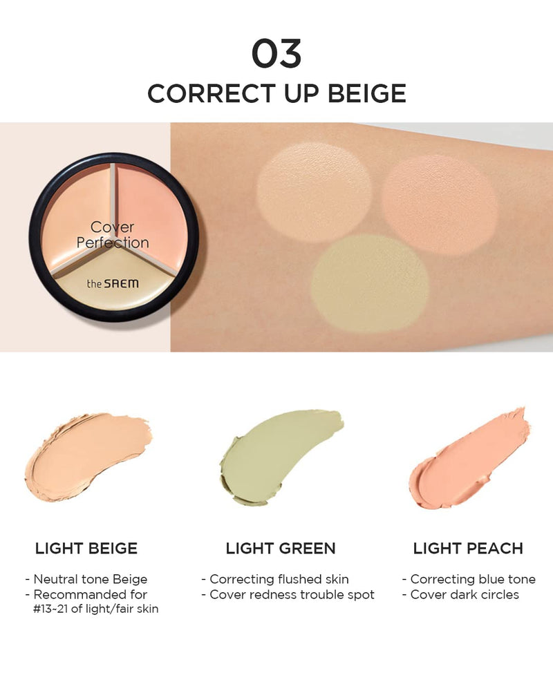 The Saem Cover Perfection Triple Pot Concealer #03 Correct Up Beige