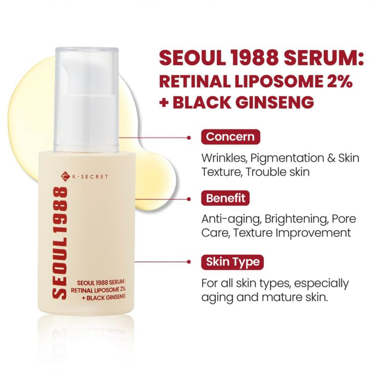 KSECRET SEOUL 1988 Serum : Retinal Liposome 2% + Black Ginseng