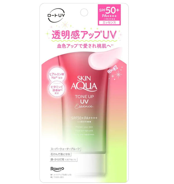 ROHTO SKIN AQUA TONE UP UV ESSENCE SPF 50+ PA++++ (Happiness Aura Rose)